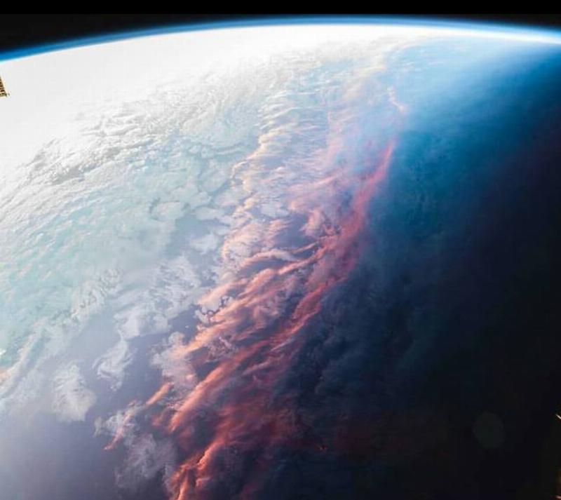 photo of a sunset taken from space