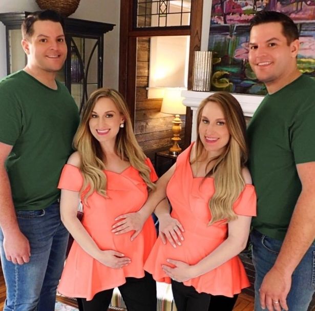 Twin sisters who married identical brothers become parents at the same time - Mirror Online