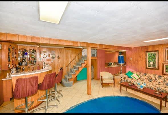 woody retro basement