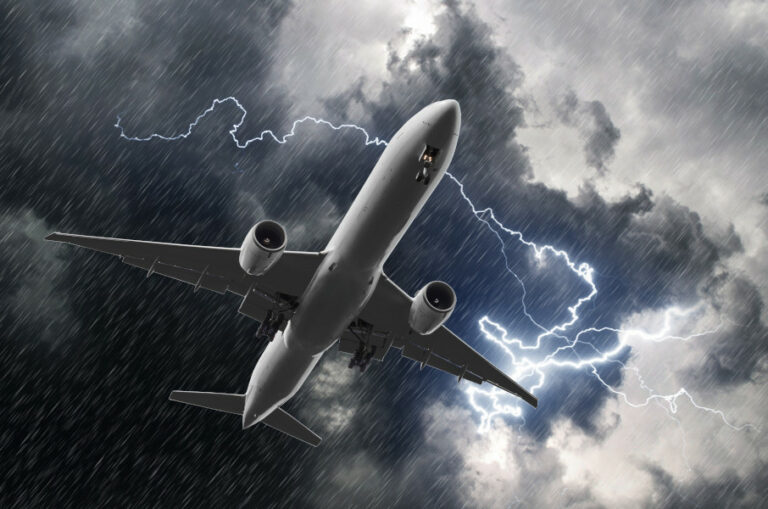 airplane in storm