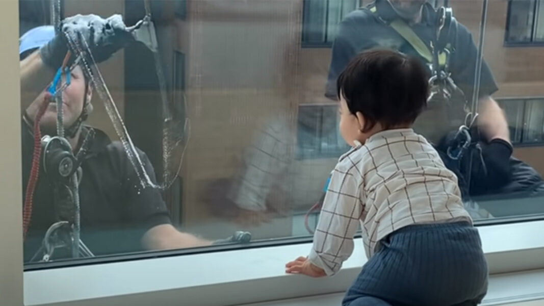 window cleaner and baby