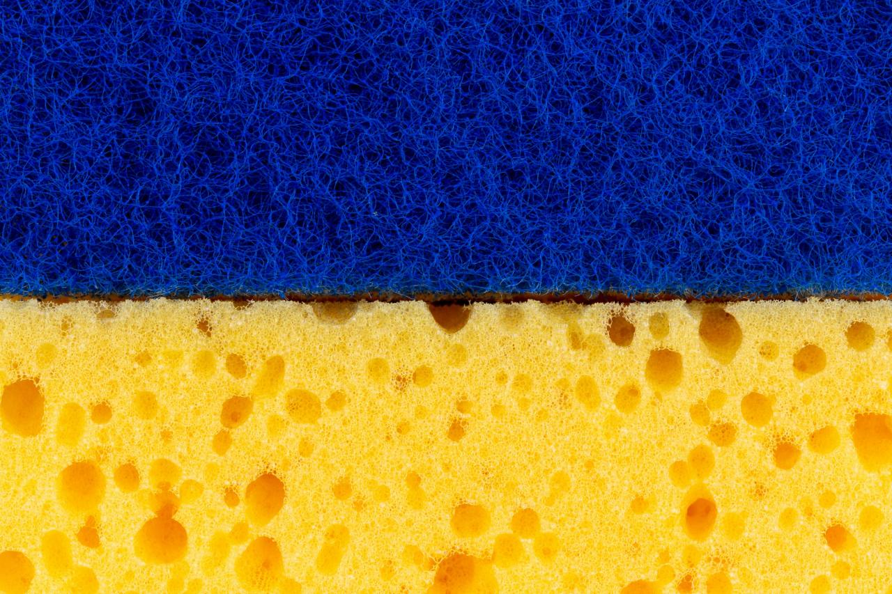 blue and yellow sponges